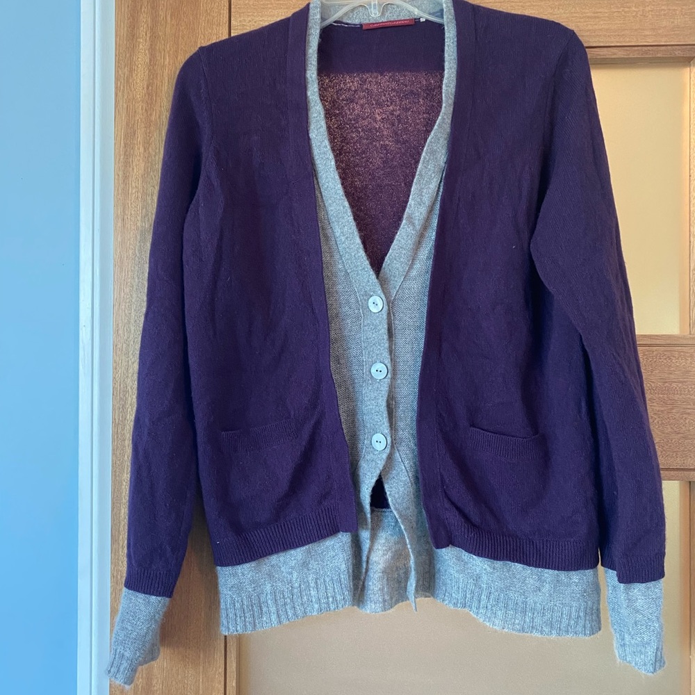 Cashmere purple cardigan sz L